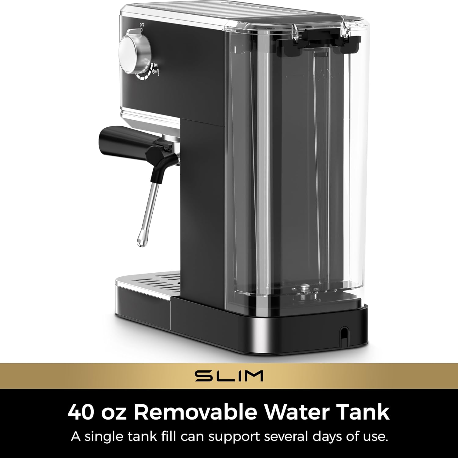 CHULUX Slim Espresso Machine with Milk Frother, 20 Bar Professional Italian Pump Espresso Coffee Machine for Home Cappuccino & Latte Maker, Stainless Steel, Black