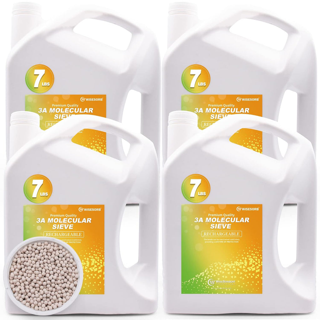 Wisesorb 28 LBS 3A Molecular Sieve Desiccant Beads, Reusable Dessicant Dehumidifiers Desiccant Moisture Absorber, 4 Pack of 7 LBS