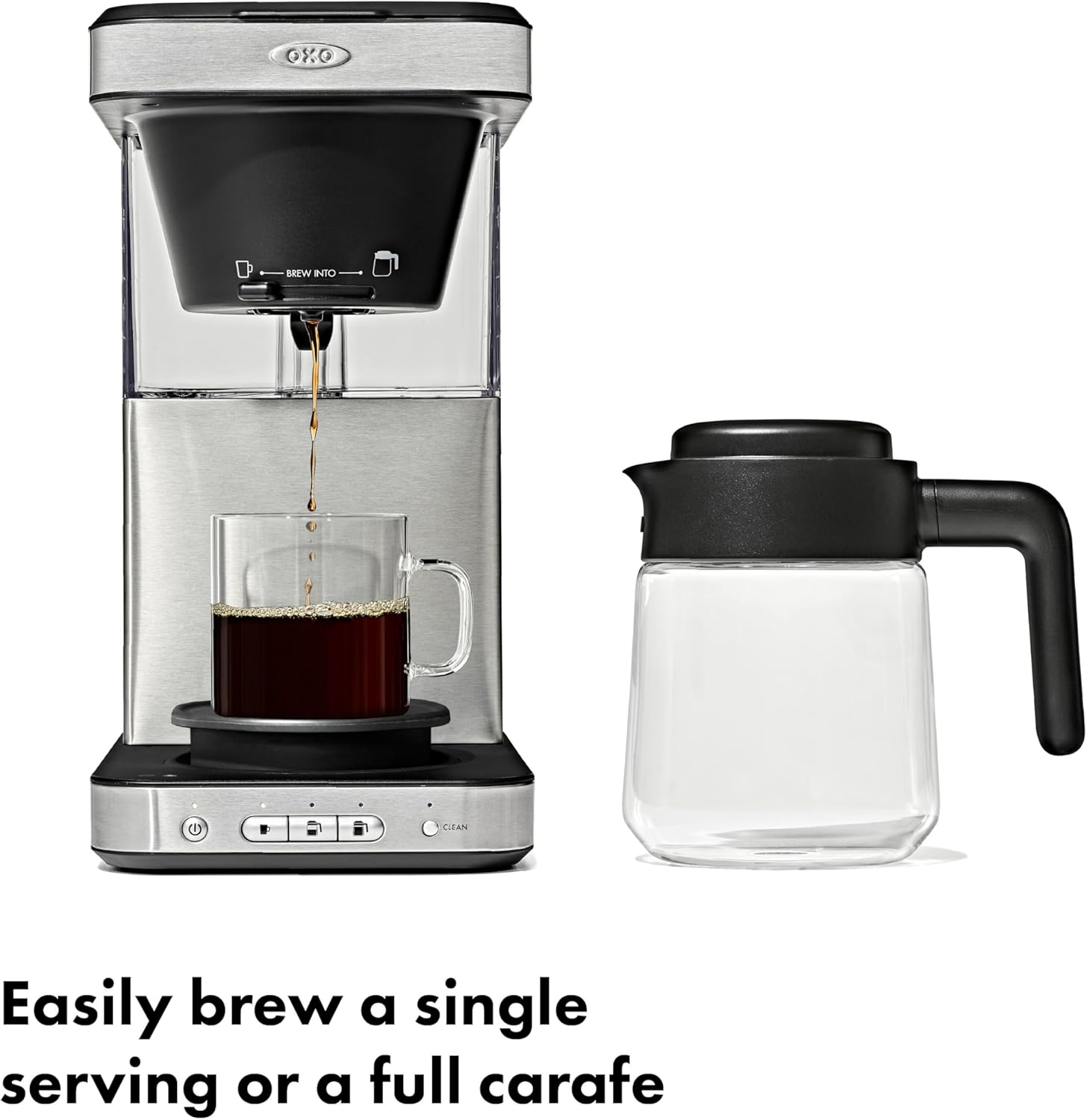 OXO BREW 8-Cup Coffee Maker with Podless Single-Serve Function, programmable coffee maker, café coffee, single-serve coffee, SCA certified home brewer