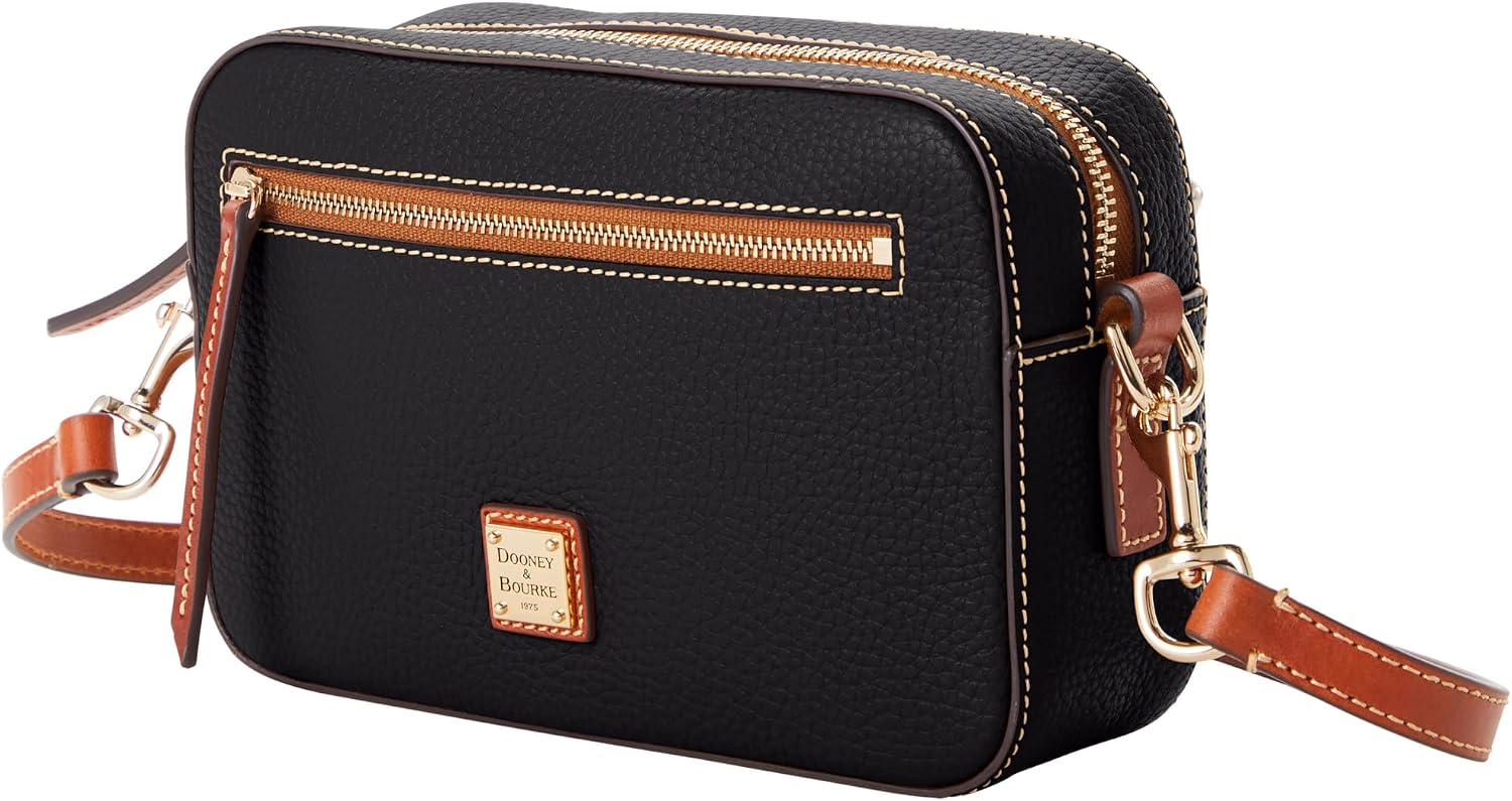 Dooney & Bourke Women's Camera Zip Crossbody in Pebble Grain Leather, Small Handbag with Adjustable Shoulder Strap