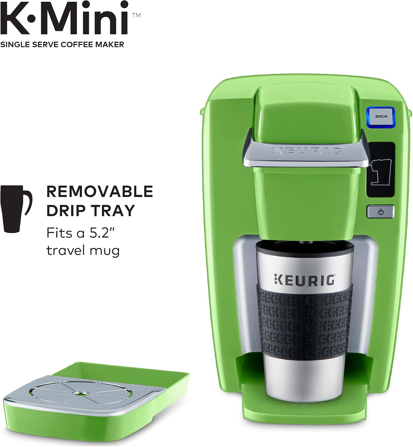 Keurig K15 Coffee Maker, Single Serve K-Cup Pod Coffee Brewer, 6 to 10 oz. Brew Sizes, Greenery