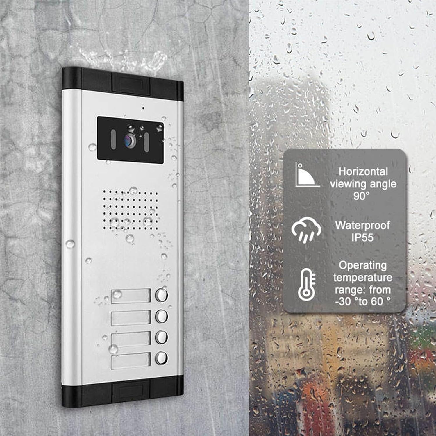 Wired Video Intercom System,7 Inch Ring Video Doorbell with IR Night Vision,HD Camera Kits,IR Outdoor Camera,Dual-Way Intercom for Villa Home Office Apartment (1 Bell +8 Monitor)
