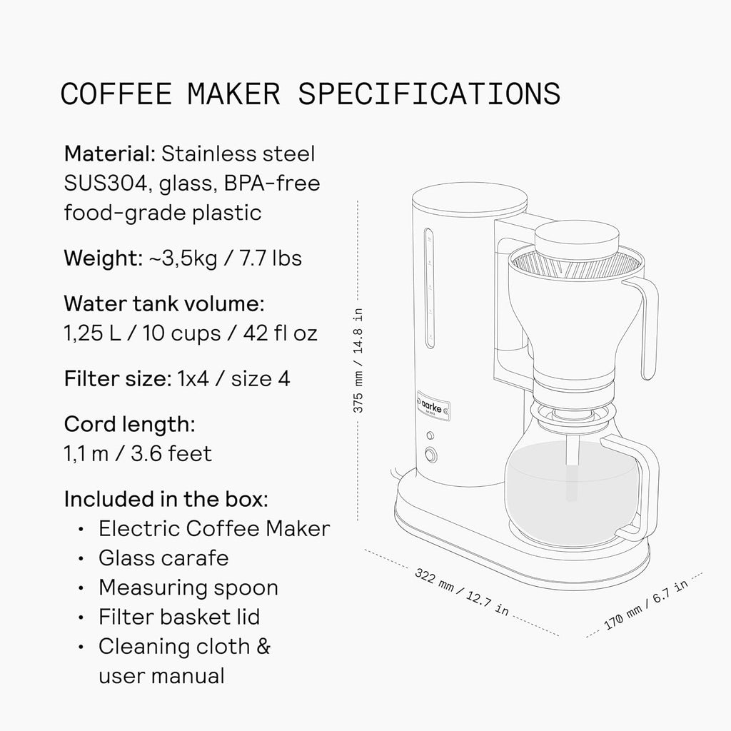 aarke Coffee Maker and Grinder Bundle - Premium Stainless Steel Coffee Maker and Electric Coffee Grinder Included, SCA-Certified, with 60 Grinder Settings, Matte Black