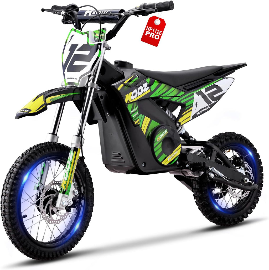 KOOZ HP112E PRO 36V 1000W Electric Dirt Bike for Kids, 3 Speed Modes Teen Electric Motorcycle Up to 20.6 MPH& 19 Miles Long-Range, Dual Suspension & Disc Brake, 16' Sturdy Tire