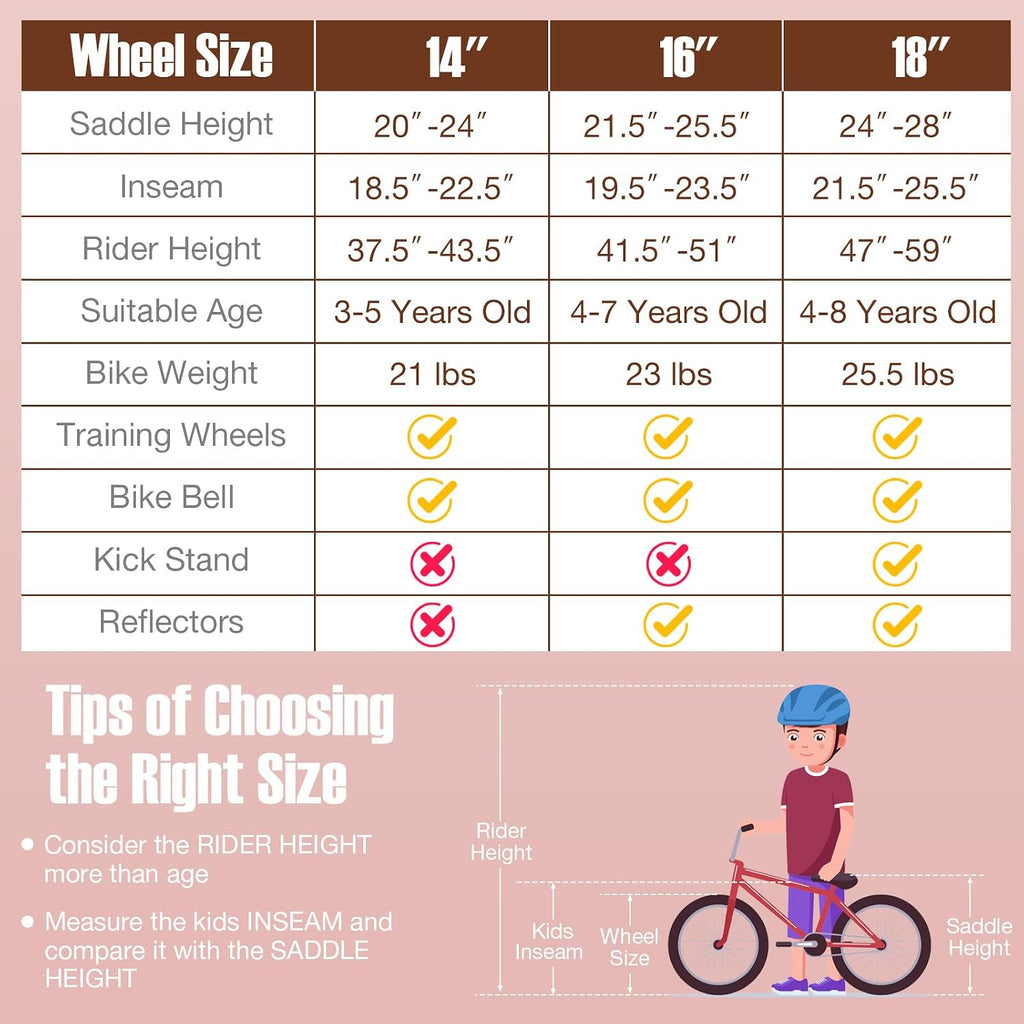 GYMAX 14'/16'/18' Kids Bike