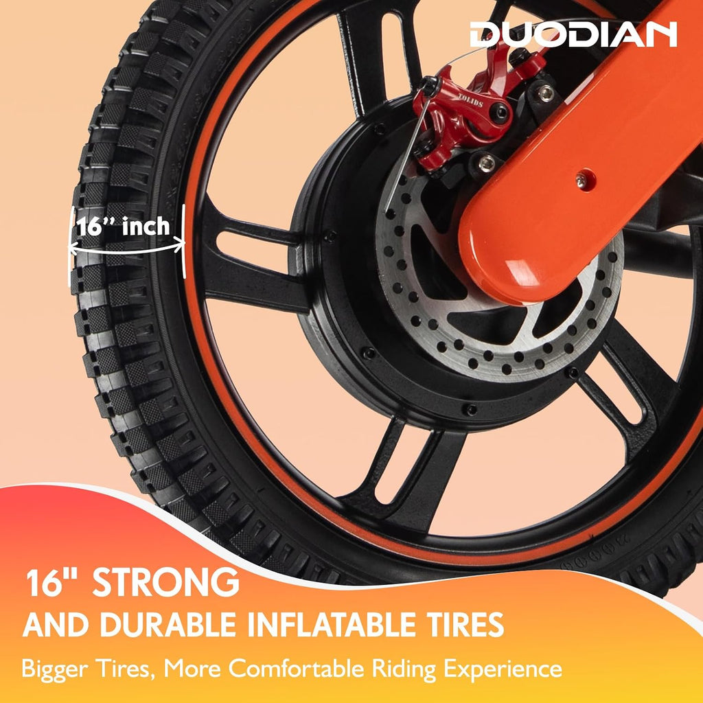 Electric Bike for Kids, 350W/250W Motor, 36V 7.8/5.2Ah, 15.5/13.7 MPH, 15/12 Miles Long Range, 16' Tires, Kids Electric Bike Aged 6 and Above, Youth Off-Road Electric Bicycle