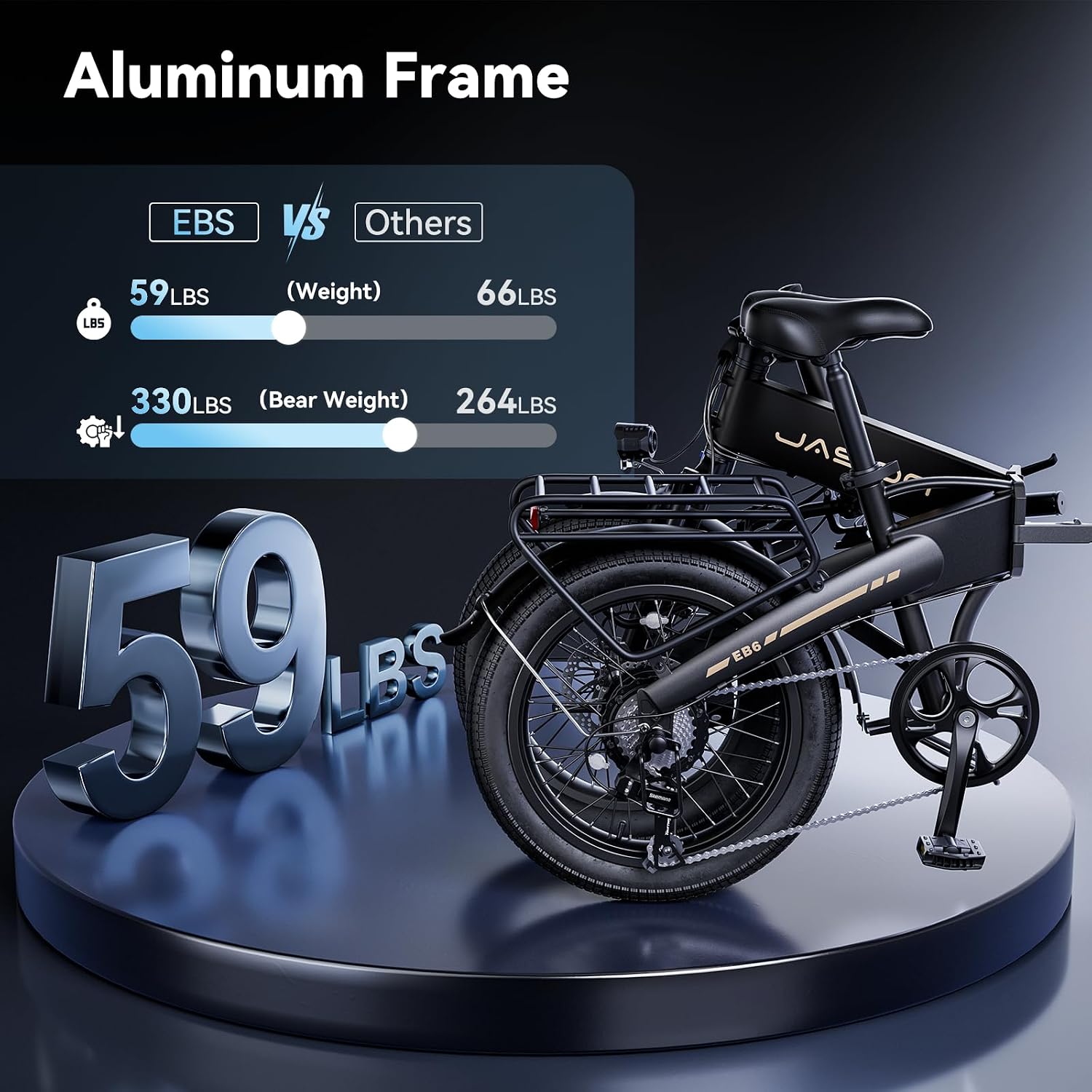 Jasion Electric Bike for Adults, 1000W Peak Motor up to 23 MPH Top Speed Ebike, Aluminum 20'' Fat Tire Electric Bike Built-in 48V Removable Battery with 45 Max Miles, EBS Folding Ebikes for Adults