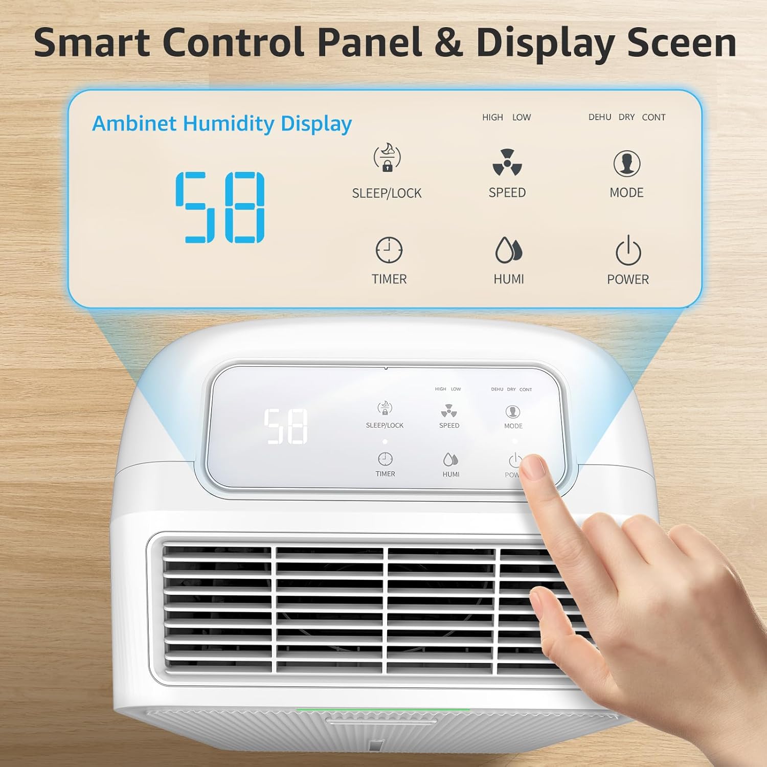 KNKA 2500 Sq.Ft Dehumidifier for Basement with Drain Hose Max 34 Pints, Dehumidifiers for Home, Bedroom, Bathroom, Large Room, Three Modes, Intelligent Humidity Control, Dry Clothes, 24HR Timer