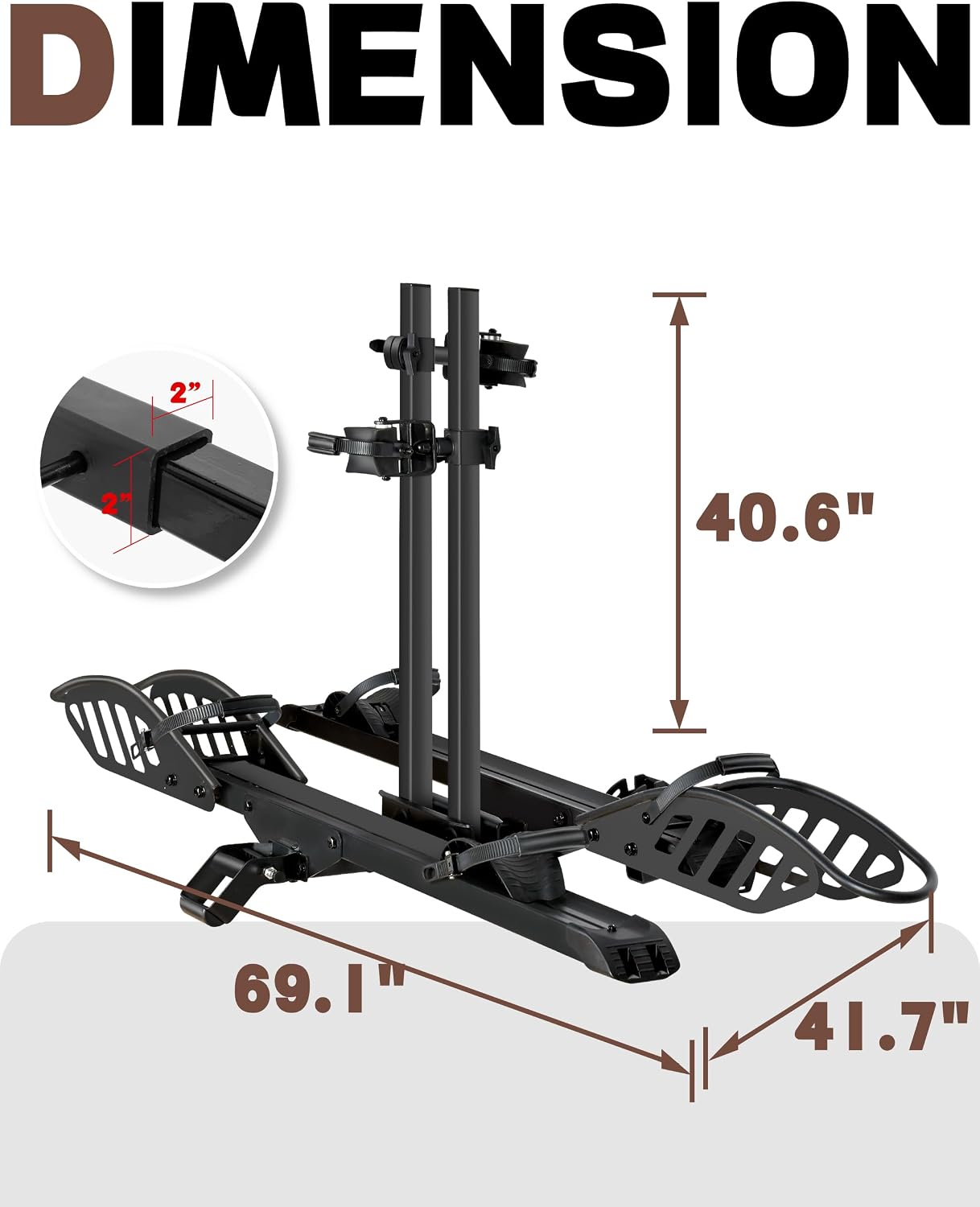 Young Electric Hitch 2-Bike Rack, 200 lbs Capacity E-Bike Carrier Platform Mount, Up to 5'' Fat Tire Bicyclefor 2'' Receiver Cars Trucks SUVs Minivans RV, Trailer