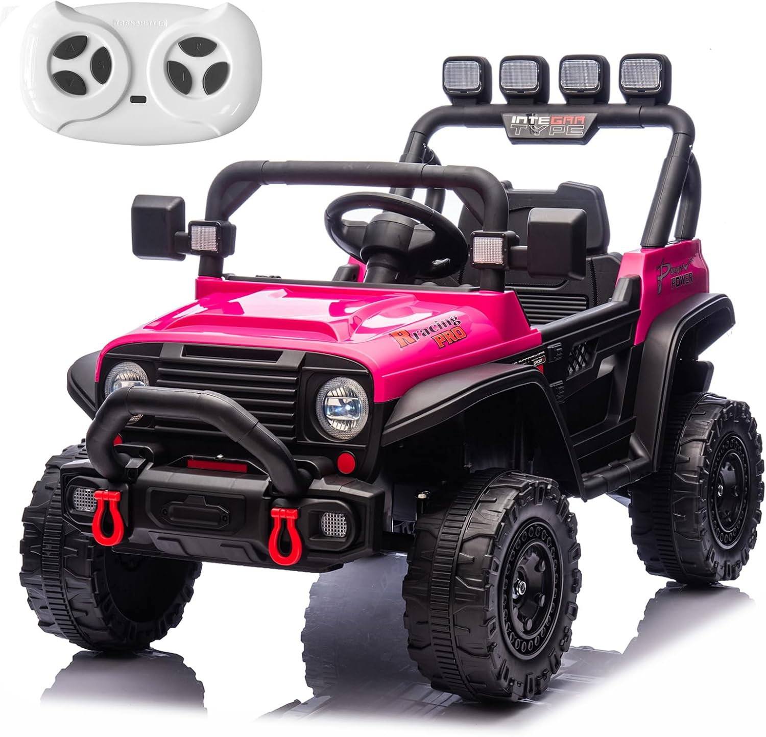 RunFast 24v Ride on Car with Remote Control,Electric Ride on Toys Car for Kids 3-8,3.7mph Max Speed,Battery Powered,Large Seat with Safety Belt,Aux Port,Gift for Boy & Girl (Pink, 24V)