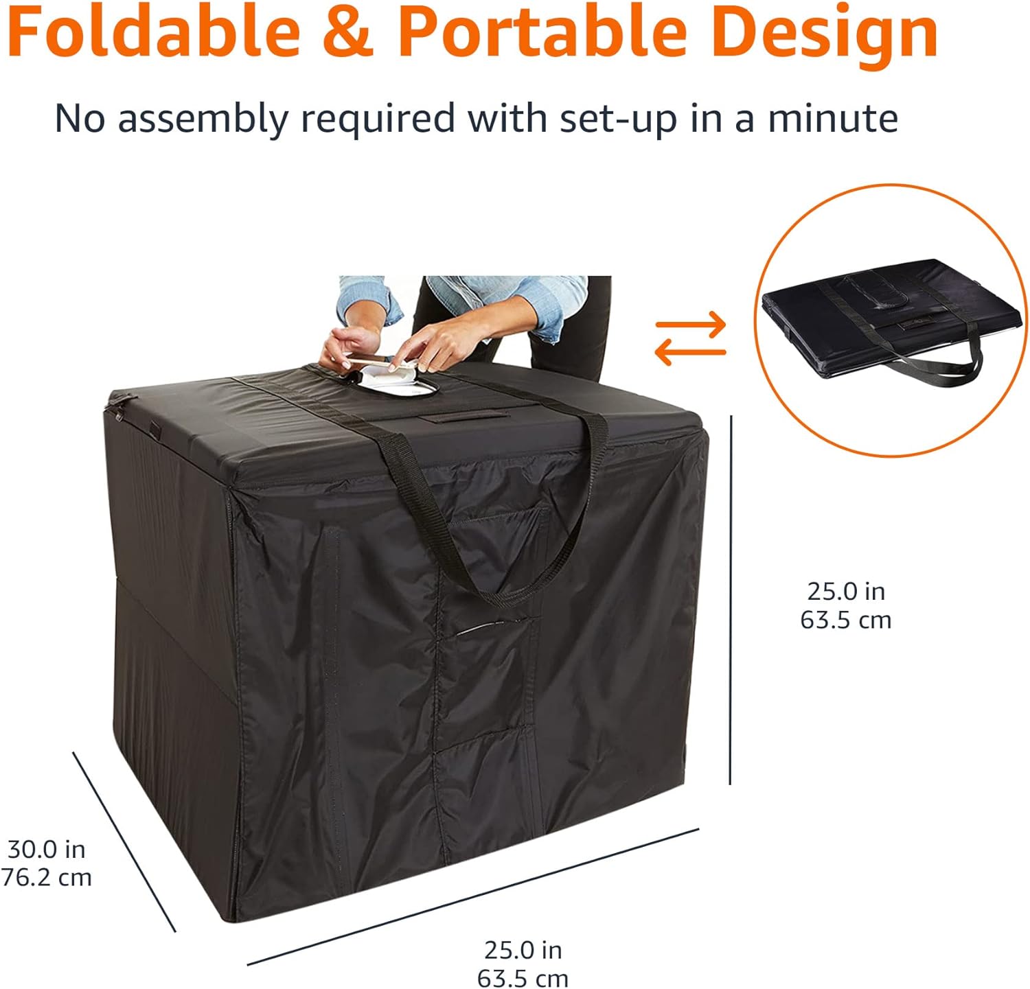 Amazon Basics Portable Foldable Photo Studio Box with LED Lights for Product Photography, 25 x 30 x 25 Inches, White Backdrop, Black