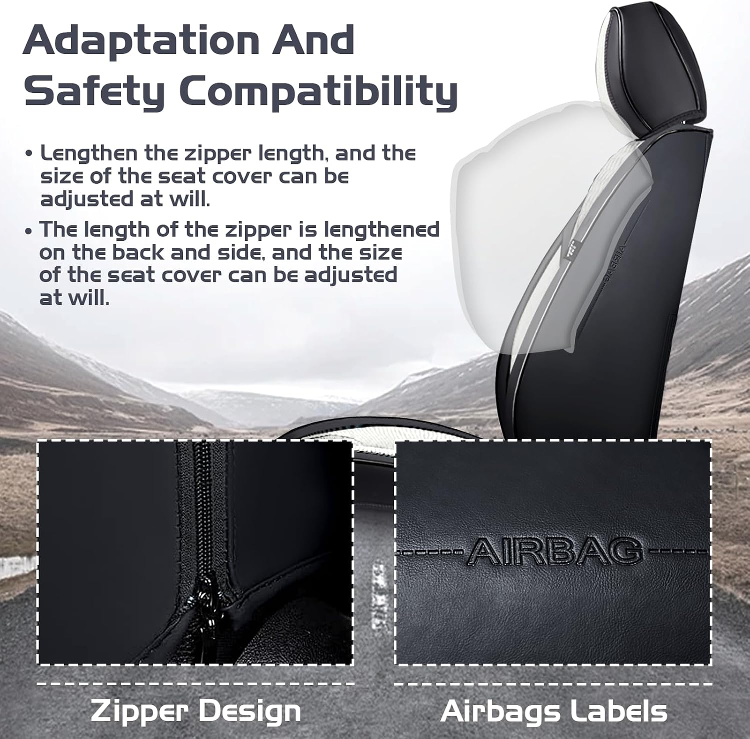 Car Seat Covers for Chevy Suburban 2000-2026, Waterproof Nappa Leather Full Set Seat Cover with Headrests, Anti-Slip and Comfortable Automotive Seat Protector&Accessories(Black White)