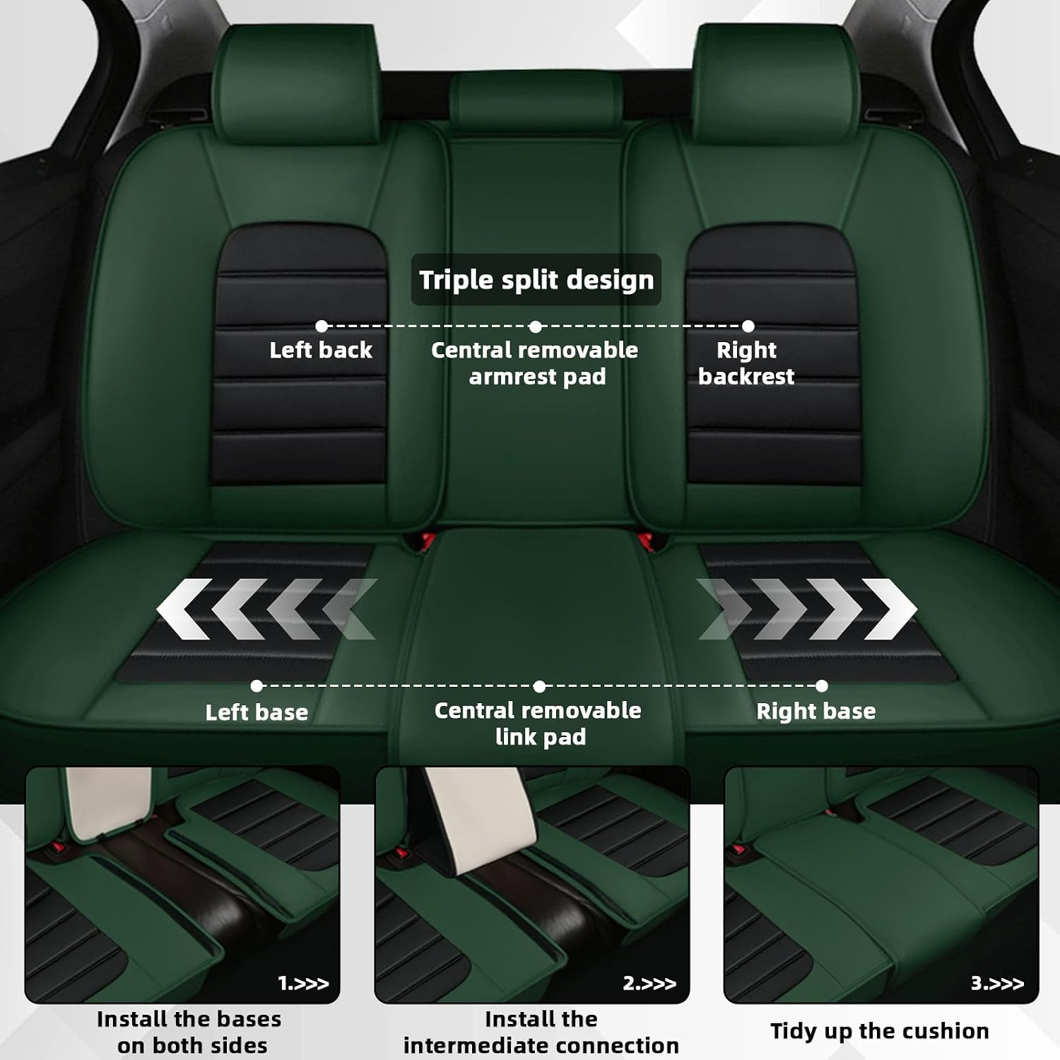 Car Seat Cover Fit for Jeep Wrangler 2000-2025,Compatible Airbag Non-Slip Waterproof Seat Covers,Car Seat Protector Premium Interior (Luxury 5 Seats,Black Green)