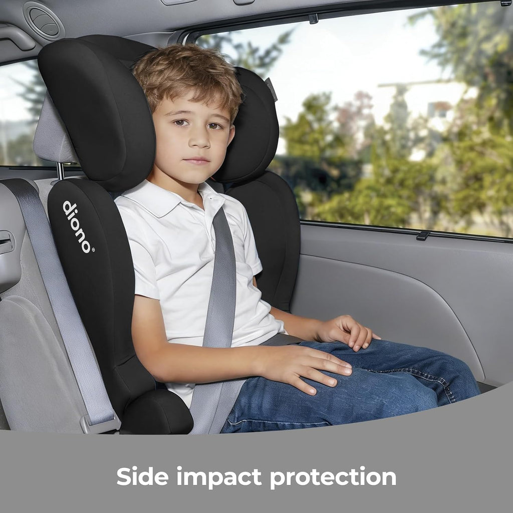 Diono Cambria LE, 2-in-1 Belt Positioning Booster Seat,Backless and High-Back Booster seat for Children from 40—120 lb,17' Wide,6 Headrest Positions,Lightweight with Latch,Black