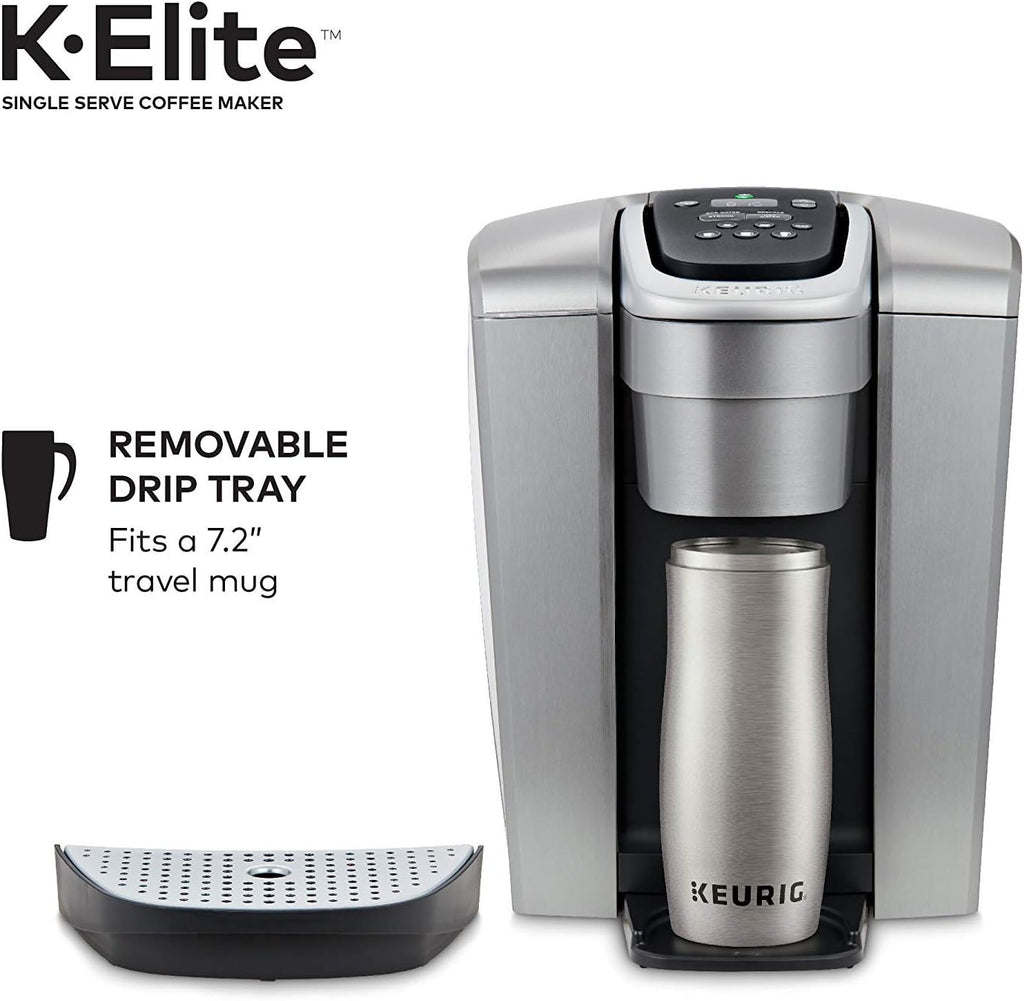 Keurig C K-Elite Maker, Single Serve K-Cup Pod Brewer, with Iced Coffee Capability, Extra Included, 75oz, Brushed Silver Plus Filter Bundle
