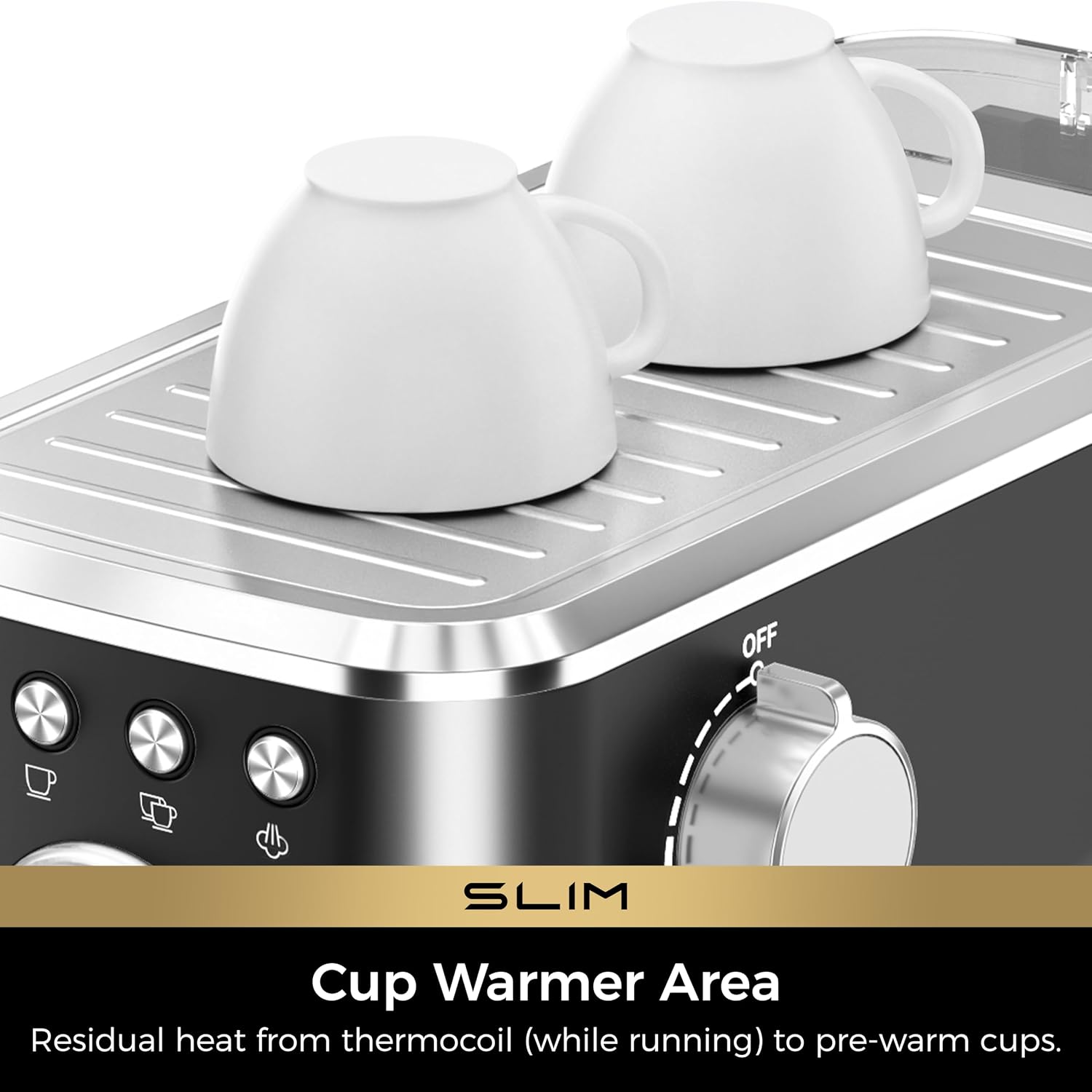 CHULUX Slim Espresso Machine with Milk Frother, 20 Bar Professional Italian Pump Espresso Coffee Machine for Home Cappuccino & Latte Maker, Stainless Steel, Black