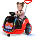 ANPABO 3-in-1 Electric Push Ride On Car, 12V Kids Ride On Toy w/Remote Control, 360° Spin, LED Display, 5-Point Safety Belt, Colorful LED Light, Music Player, Push Car for Toddler Ages 1-3 (Red)
