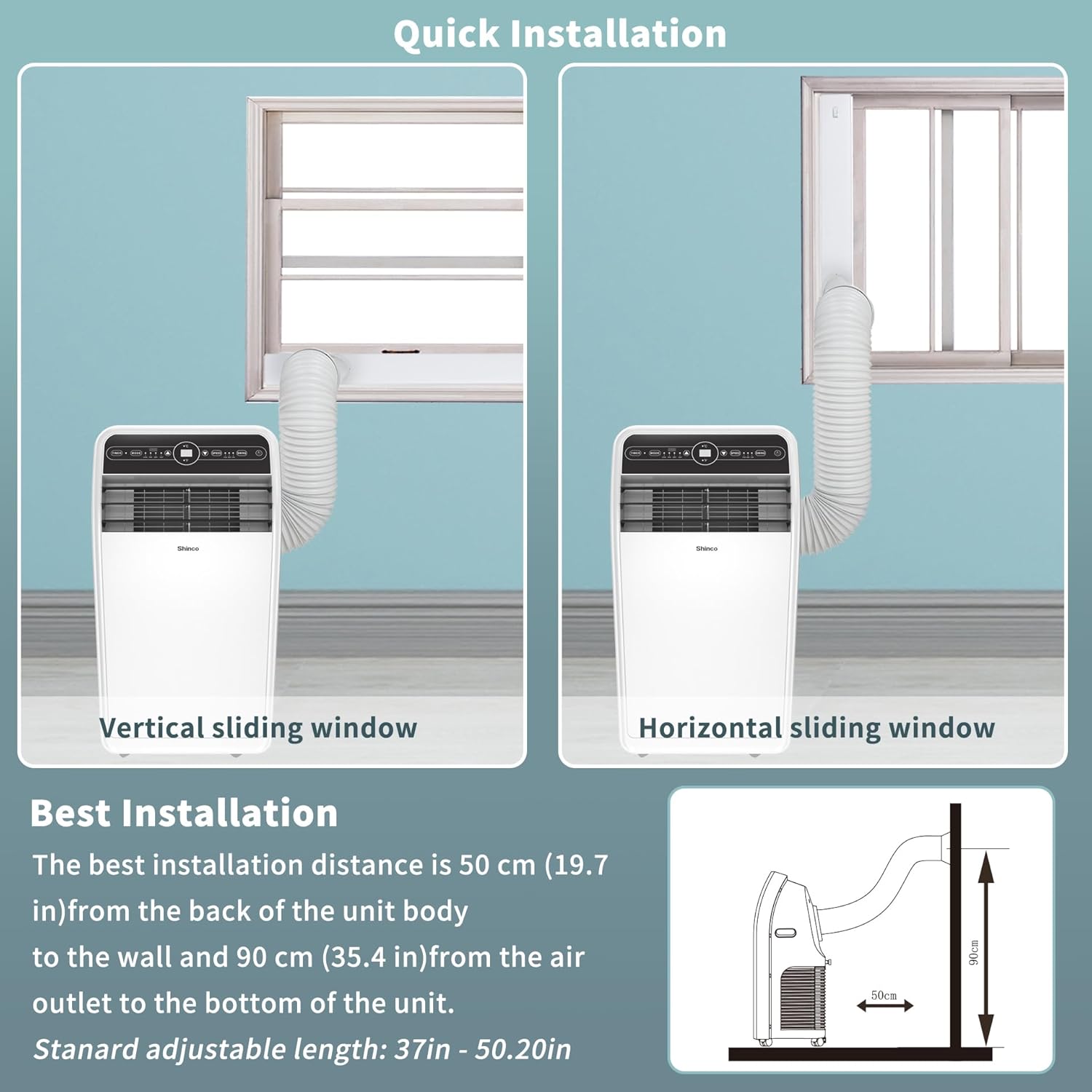 Shinco 10,000 BTU Portable Air Conditioner with Heater up to 400 Sq. Ft, Ac Heater Combo Window Unit, Portable AC Unit with Dehumidifier & Fan, Cools & Heats,Remote Control and Window Kit