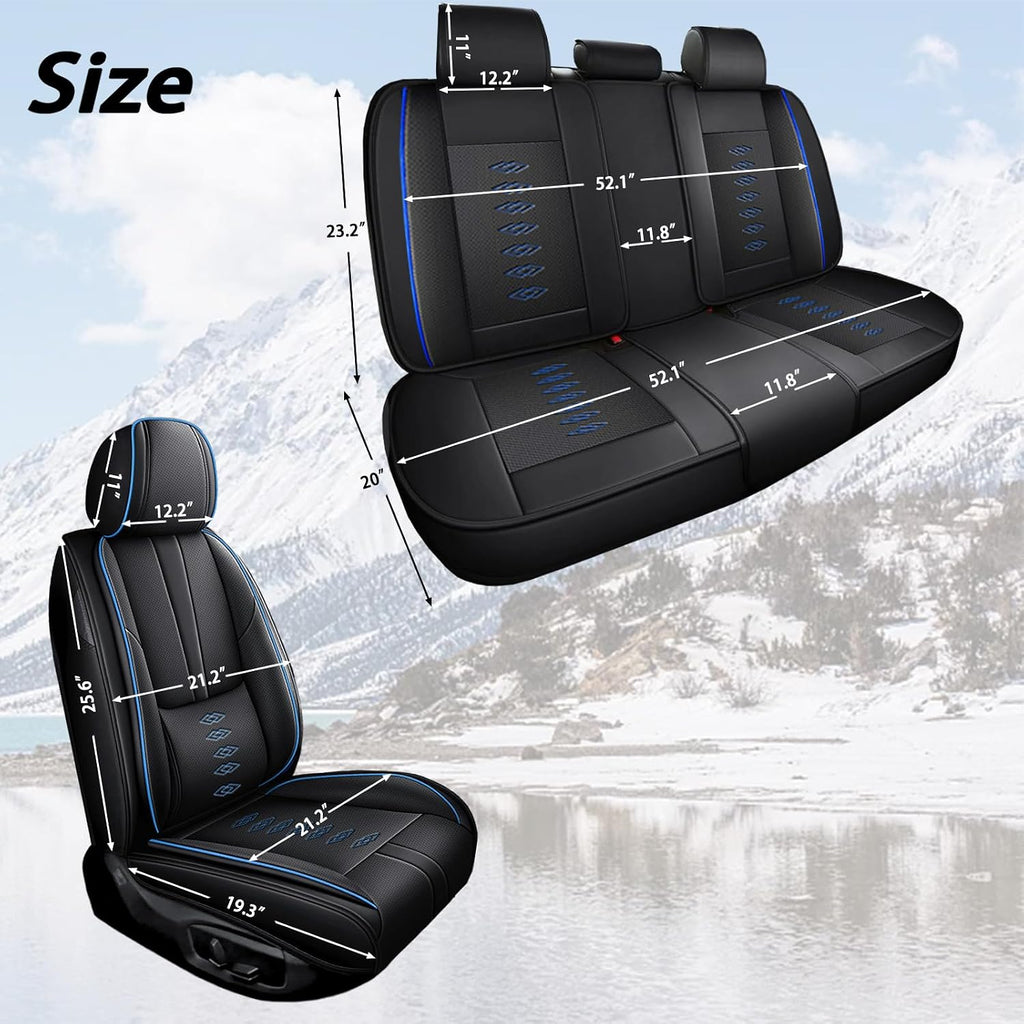 Leather Seat Covers for Mazda CX-50 Hybrid 2025,Premium Car Seat Covers Full Set,Waterproof Car Seat Protectors with Airbag,Comfort Interior Cover Seats for Cars(Black+Blue)