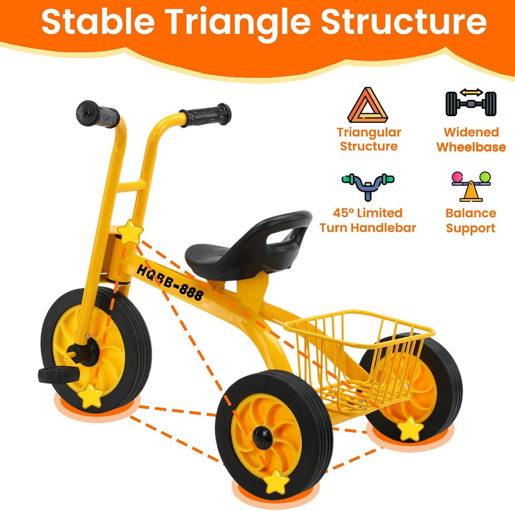 Kids Tricycle for Ages 3-8, Kids Trike with Adjustable Seat, Storage Basket, Preschool Daycare Toddler Bike, Birthday Gift and Toy for Boys and Girls