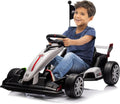 GarveeLife 24V Kids Ride on Go Kart, 7.5 mph Variable High Speed Drifting Car, 7ah Battery 200W*2 Motors,Ajustable Legroom for Kids Grows, Max Load 135 LBS, Power Display Racing Toy for 6+,White
