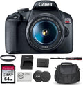 Canon EOS Rebel T7 DSLR Camera with 18-55mm Lens Bundled with 64GB Memory Card + Camera Bag + 58mm UV Filter + Microfiber Cleaning Cloth (5 Items)