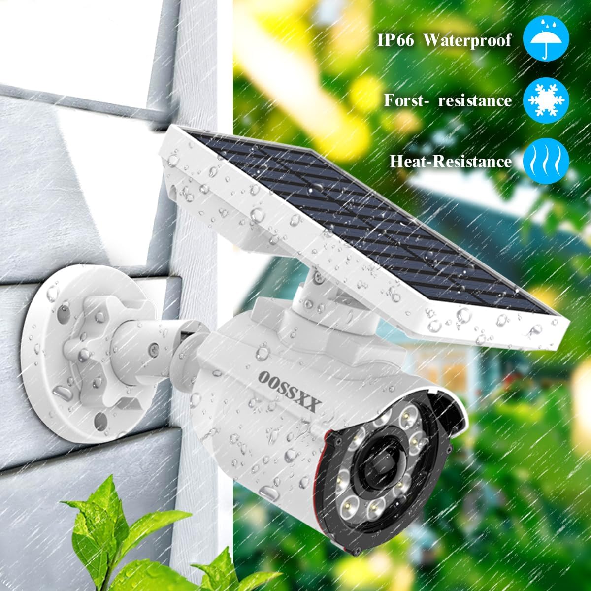 OOSSXX Solar Powered Outdoor Wireless Simulated Cameras Fake Camera Wire Free Solar Motion Light Motion Sensor Floodlights Spotlight