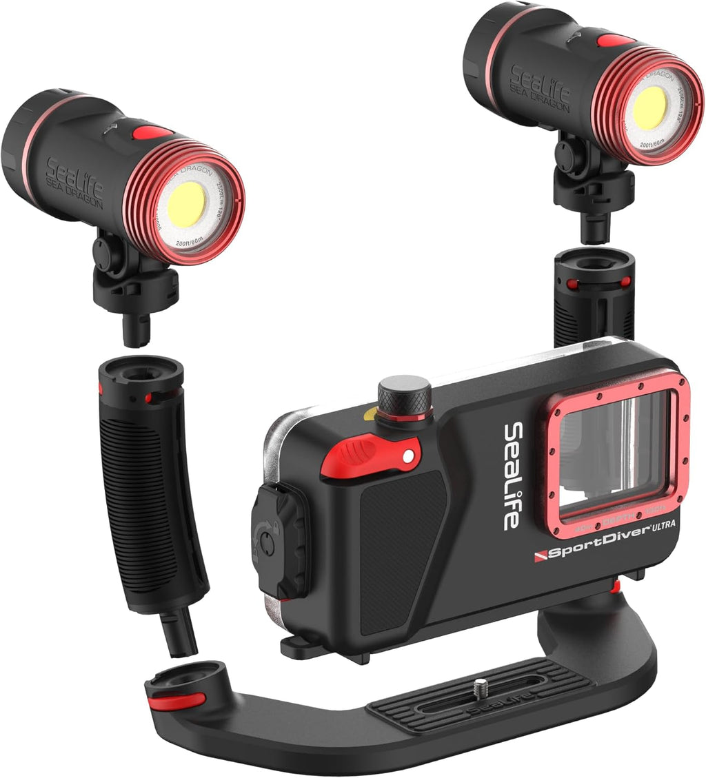 SeaLife SportDiver Ultra Underwater Smartphone Scuba Housing & Dual (2) Sea Dragon 2500 Lumen Lights, Waterproof Photography, Easy Camera Controls, Fits Most Phones