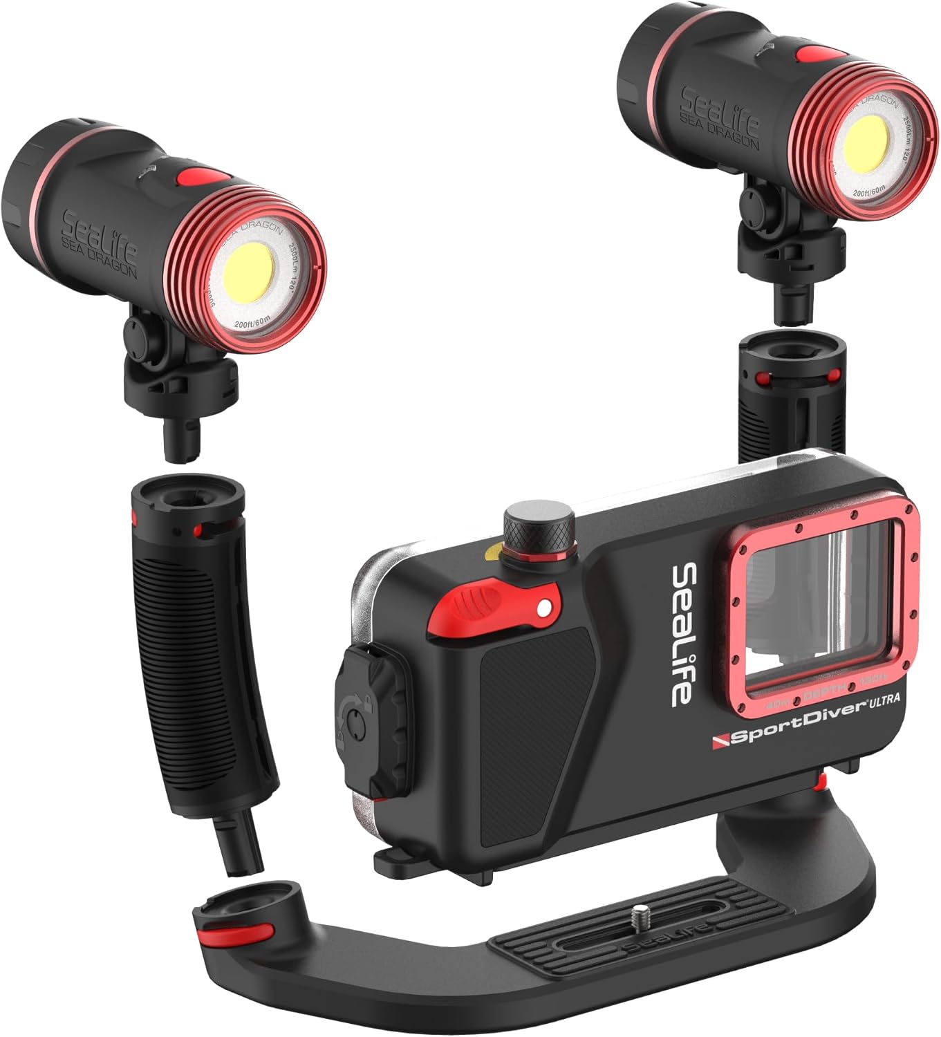 SeaLife SportDiver Ultra Underwater Smartphone Scuba Housing & Dual (2) Sea Dragon 2500 Lumen Lights, Waterproof Photography, Easy Camera Controls, Fits Most Phones