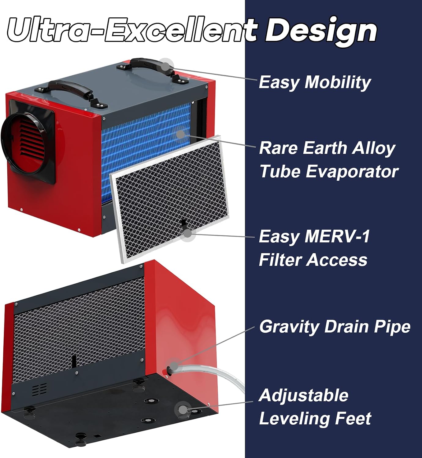 Abestorm Crawl Space Dehumidifier, 120 Pint Commercial Dehumidifiers for Basement, Industrial Dehumidifier with Drain Hose, Portable Dehumidifier Crawlspace, Auto Defrosting, 5 Years Limited Warranty