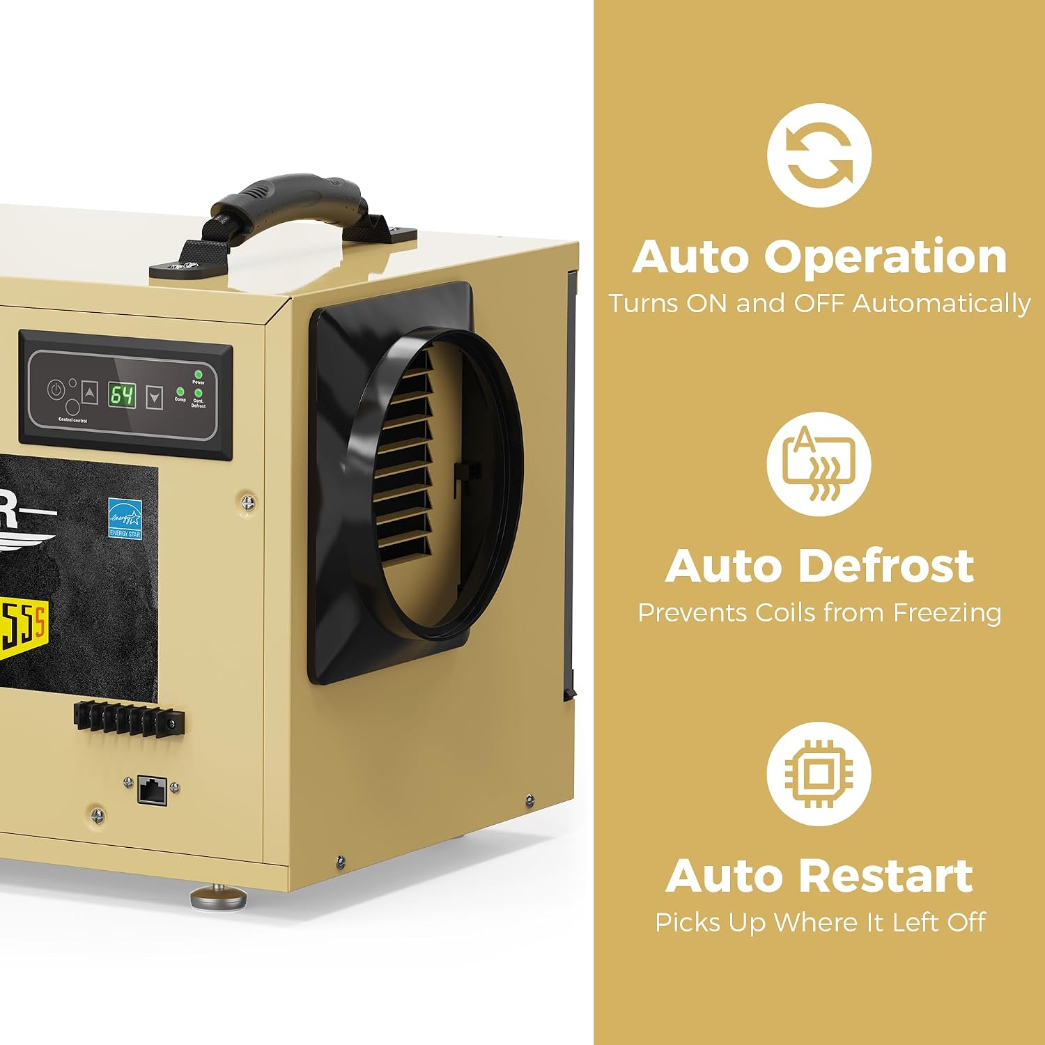 ALORAIR 120 PPD Commercial Dehumidifier, with Drain Hose for Crawl Spaces, Basements, Industry Water Damage Unit, cETL Listed, Compact, Portable, Auto Defrost, Memory Starting, 5 Years Warranty