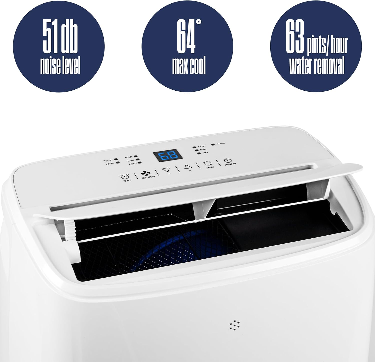 Westinghouse 12,000 BTU Air Conditioner Portable For Rooms Up To 550 Square Feet, Portable AC with Home Dehumidifier, Smart App, 3-Speed Fan, Programmable Timer, Remote Control, Window Kit,White