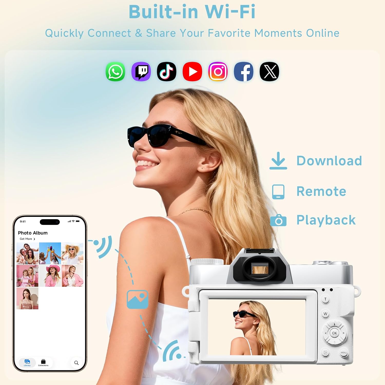 6K Digital Camera for Photography Autofocus, 2026 Upgraded WiFi Vlogging Camera for YouTube with 3' 180° Flip Screen 16X Zoom, 64GB SD Card & 2 Batteries Compact Travel Camera for Beginners Teens