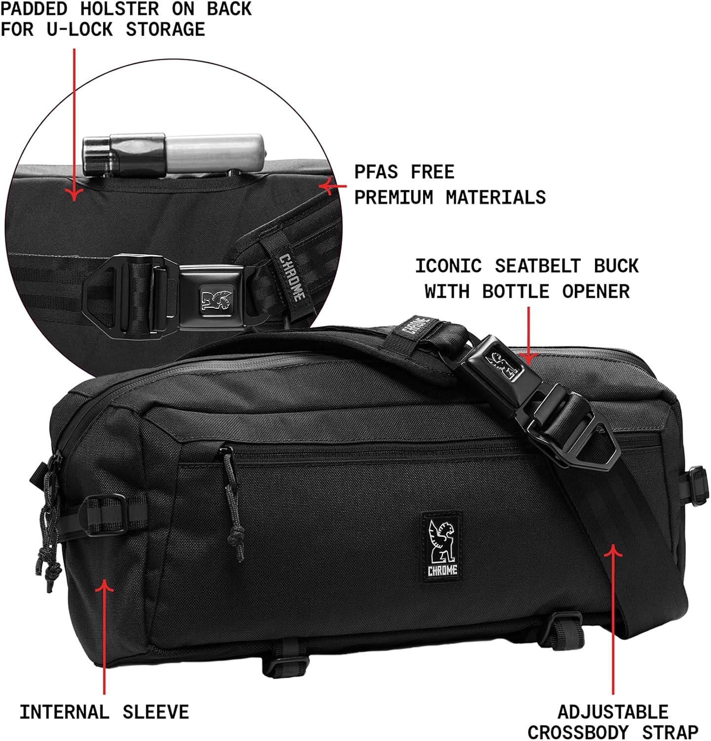 Chrome Industries Kadet Sling Messenger Bag – Crossbody Backpack for Women and Men w/Quick Release Buckle