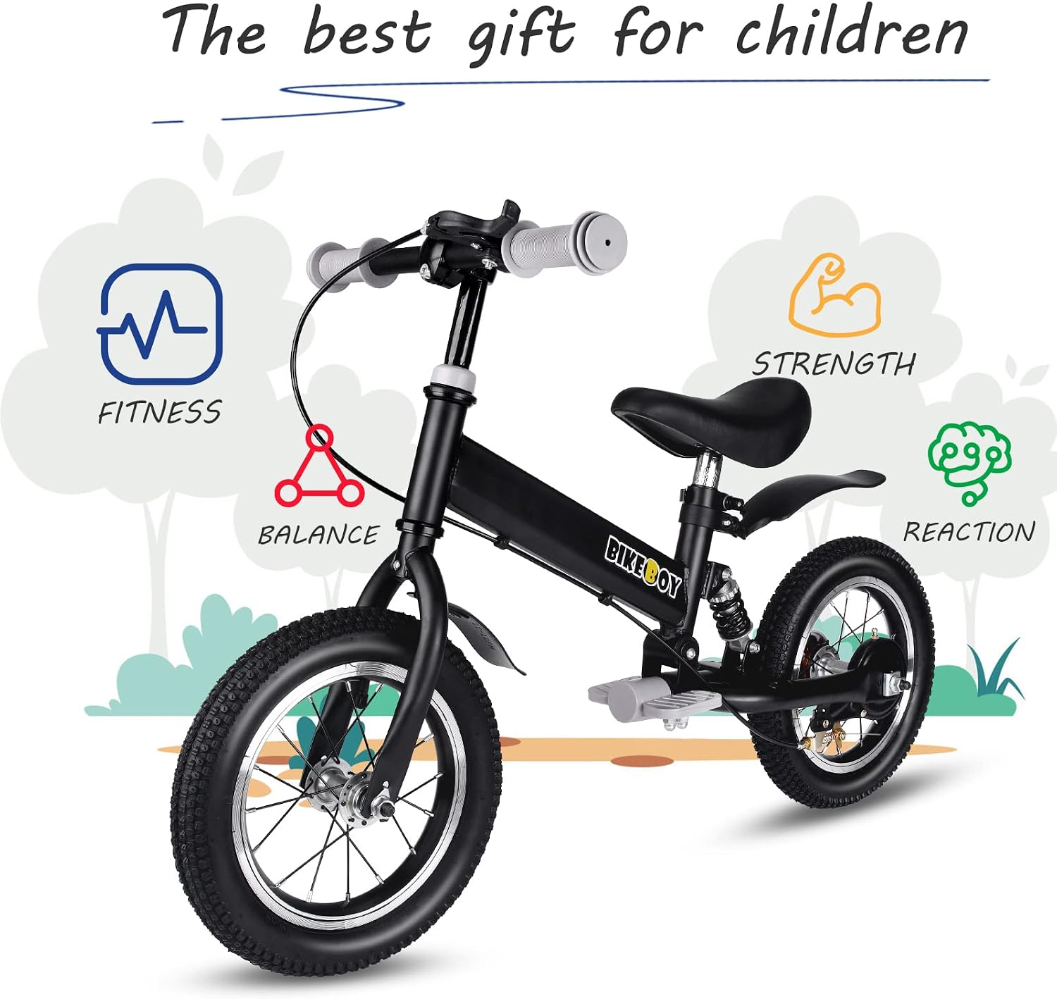 Balance Bike 2 in 1,The Dual Use of a Kids Balance Bike and Kids Bike,12 14 Inches for 2-6 Years Old,with Shock Absorbers, Fenders, Pedals, Auxiliary Wheels