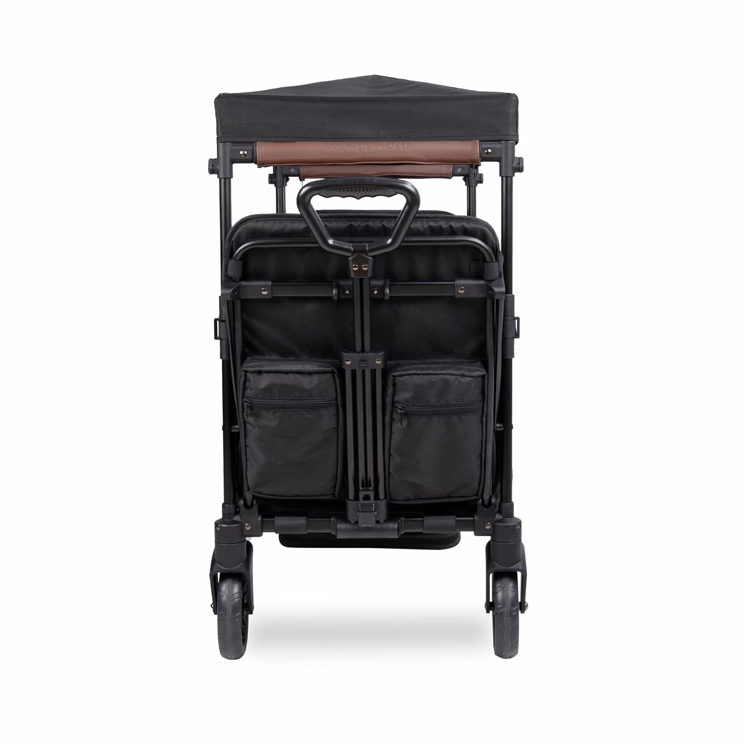 WONDERFOLD X2R Rev Stroller Wagon (2 Seater) - Collapsible Stroller Wagon with 5-Point Seatbelt Harnesses, Reclining Seats & Footwells, Black