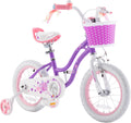 RoyalBaby Girls Bike with Training Wheels, Stargirl Kids Bicycle 14 Inch Toddlers to Big Kids 3-5 Years, Lavender