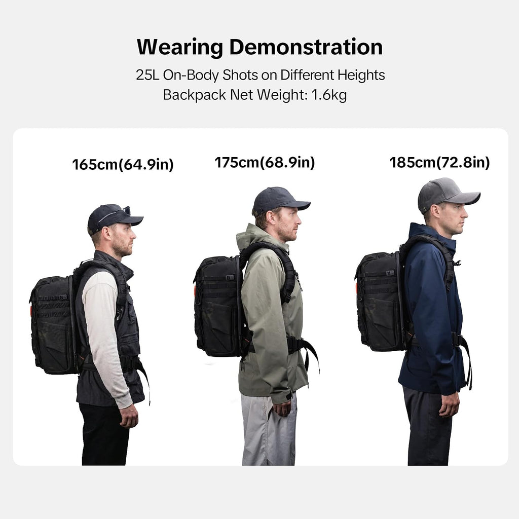 PGYTECH OneMo TAC 25L Tactical Camera Backpack, Waterproof DSLR/SLR/Mirrorless Photography Camera Bag with 15.6' Laptop Sleeve, Tripod Holder & Rain Cover (Dark Night camo)