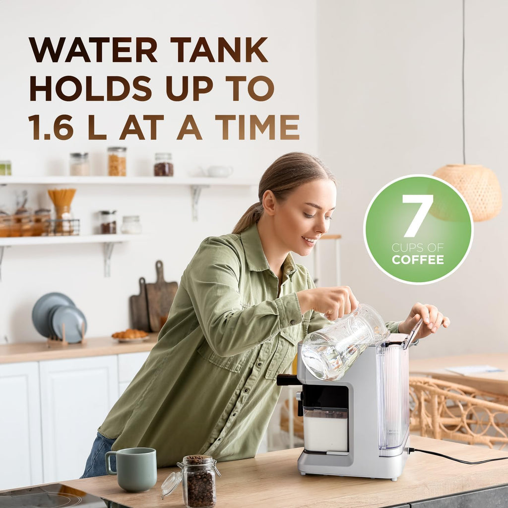 Ivation Espresso & Cappuccino Maker w/Milk Frother | 58mm | Coffee Machine for Home | Single & Double Shots | Espresso, Cappuccino, Latte, & Froth | Auto-Clean & Descale - Detachable Milk Reservoir