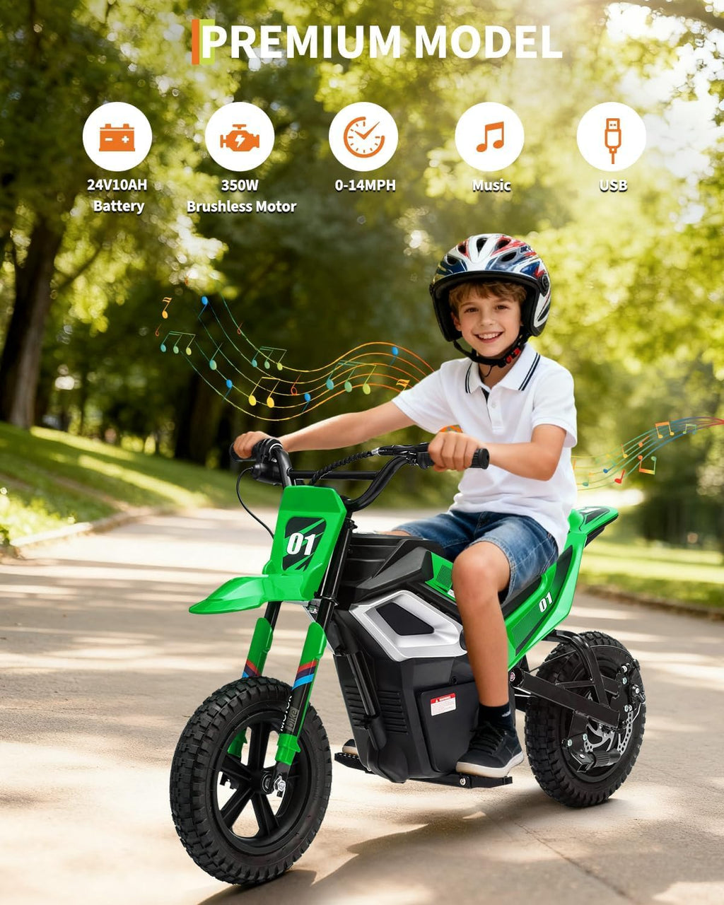 GarveeLife Electric Dirt Bike for Teens, 12' Fat Tire 350W Electric Motorcycle with 24V Battery, 14MPH Top Speed, 130 LBS Max Load, Mini Dirtbike for Kids, Mountain Off-Road Bike Fit Age 10+