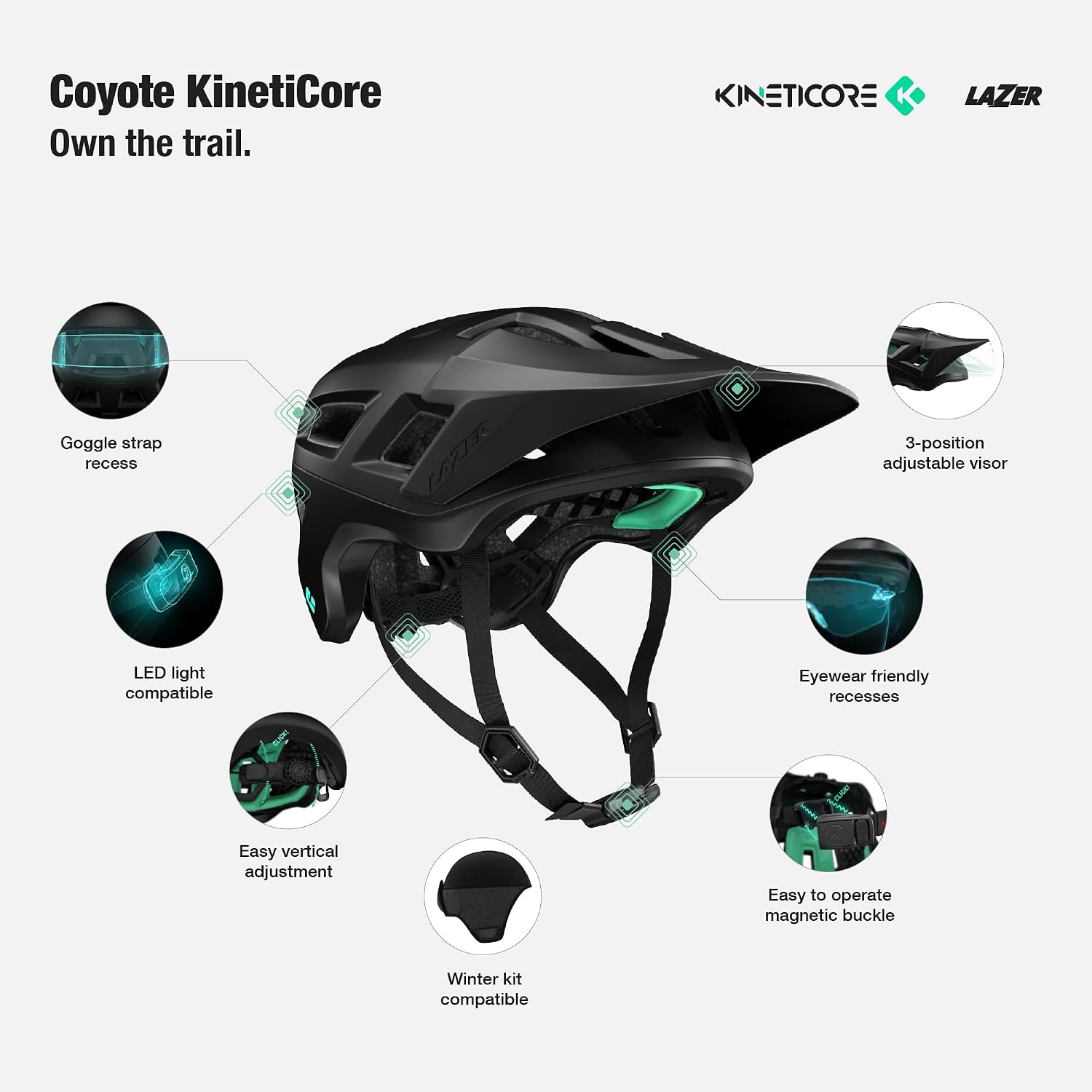 LAZER Coyote KinetiCore Bike Helmet, Bicycling Gear for Adults, Men & Women's Cycling Head Gear