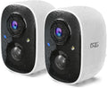 DCT 2Pcs Security Camera Wireless Outdoor, Battery Powered WiFi Surveillance Cameras for Home Security Outside, 2K Color Night Vision AI Motion Detection Siren Alarm Spotlight 2-Way Talk Waterproof