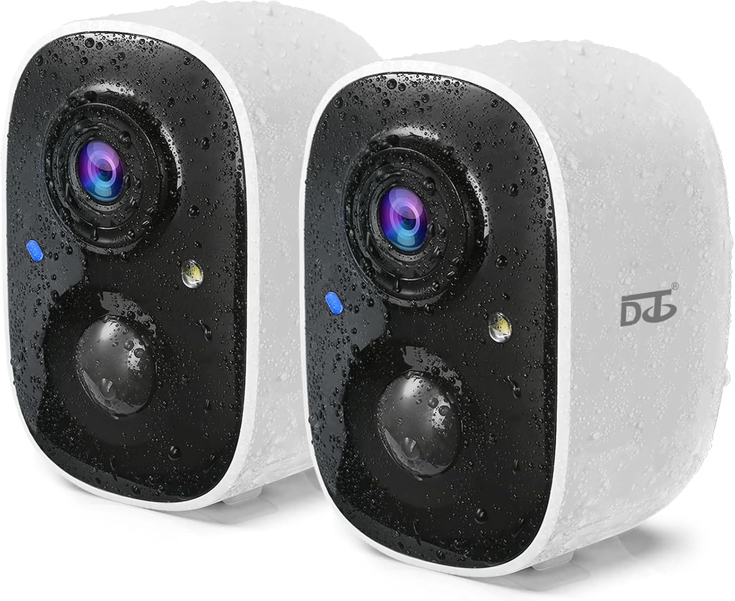 DCT 2Pcs Security Camera Wireless Outdoor, Battery Powered WiFi Surveillance Cameras for Home Security Outside, 2K Color Night Vision AI Motion Detection Siren Alarm Spotlight 2-Way Talk Waterproof