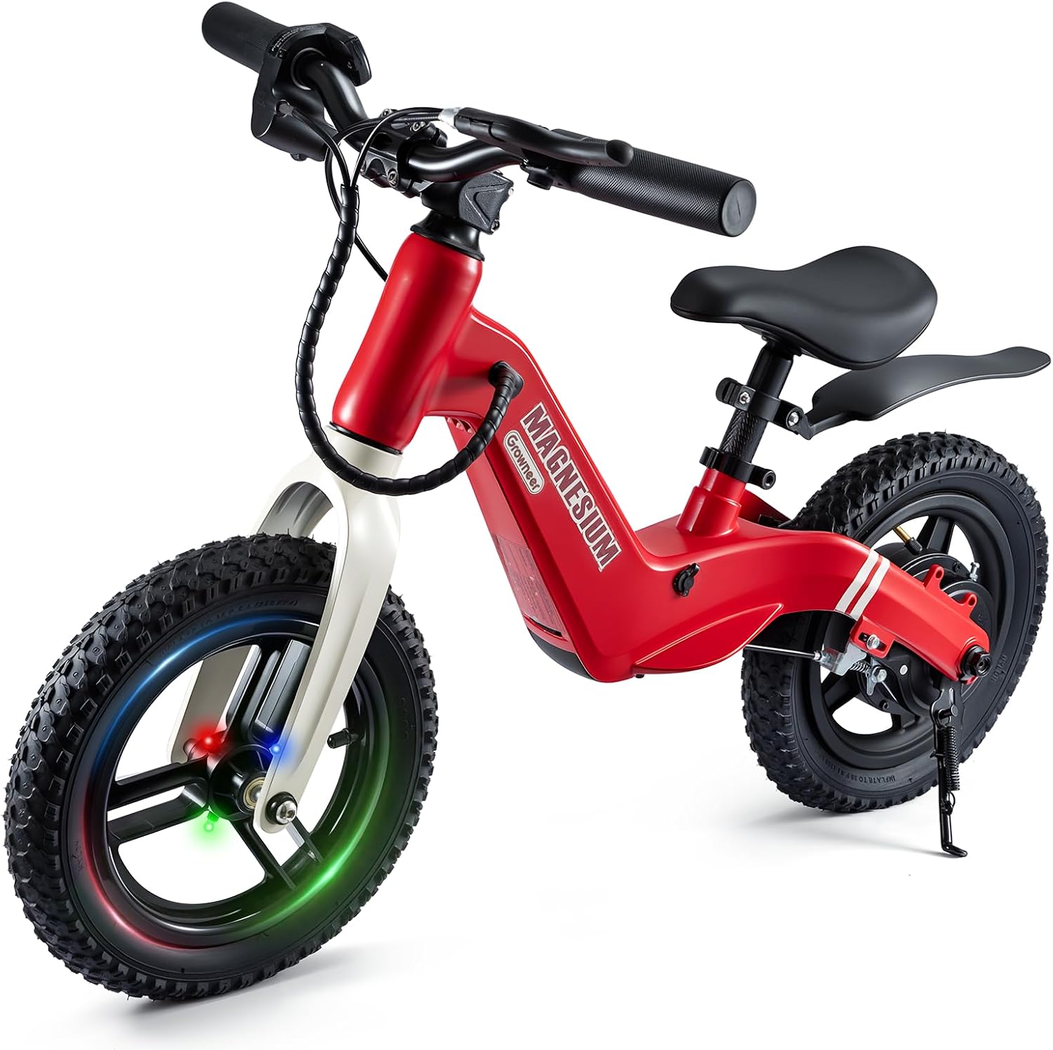 GROWNEER Electric Balance Bike for Kids, 12/14 Inch Tires, Ages 3-6, Lightweight Magnesium Alloy Frame, 3 Speed Settings(3.1/6.2/9.3 MPH), Light-up Front Tire & Adjustable Seat, Toddler Electric Bike