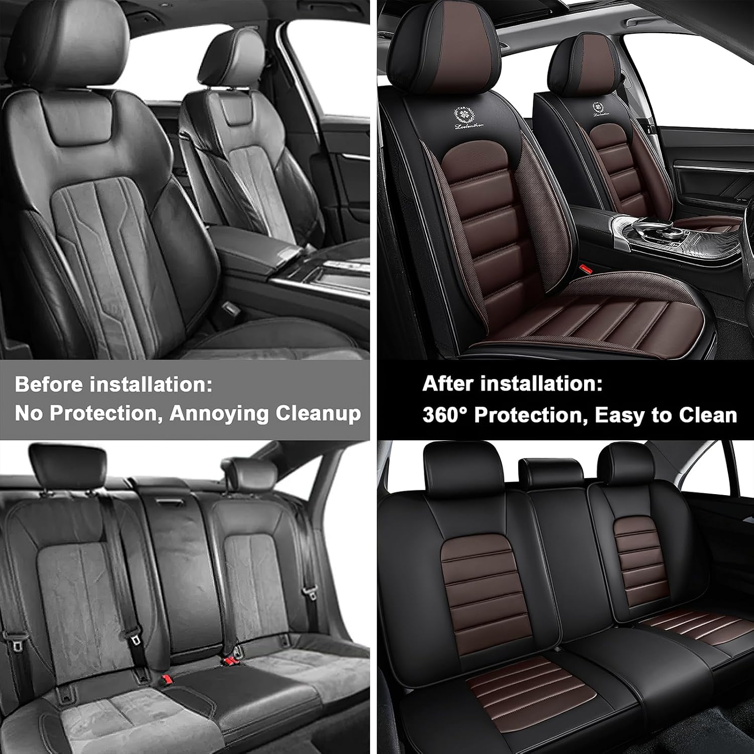 5 Seat Covers for Infiniti QX80 2000-2026 Breathable Car Seat Covers,Anti-Slip Waterproof Car Seat Protectors with Airbag,Automotive Vehicle Cushion with Storage Pockets (Standard,Brown)