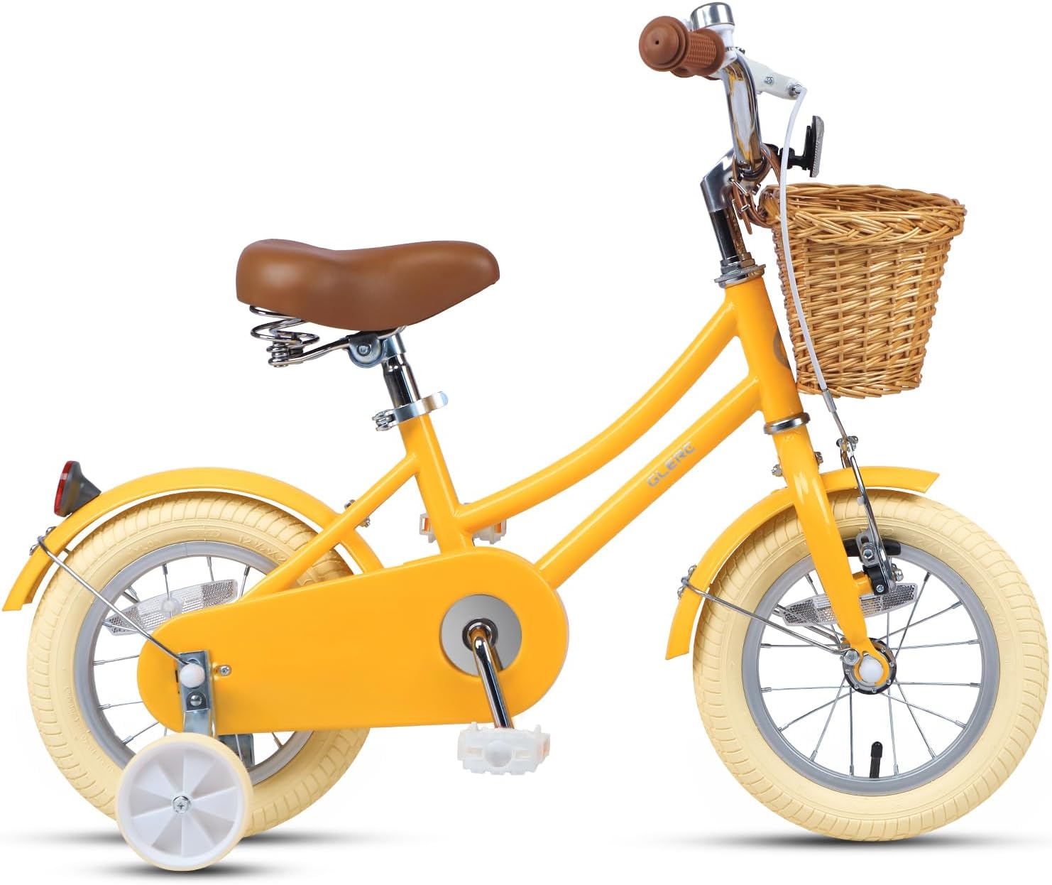 Glerc Little Molly 12-20 Inch Kids Retro Cruiser Bike for 2-13 Year Old with Wicker Basket & Training Wheels/Kickstand, Multiple Colors