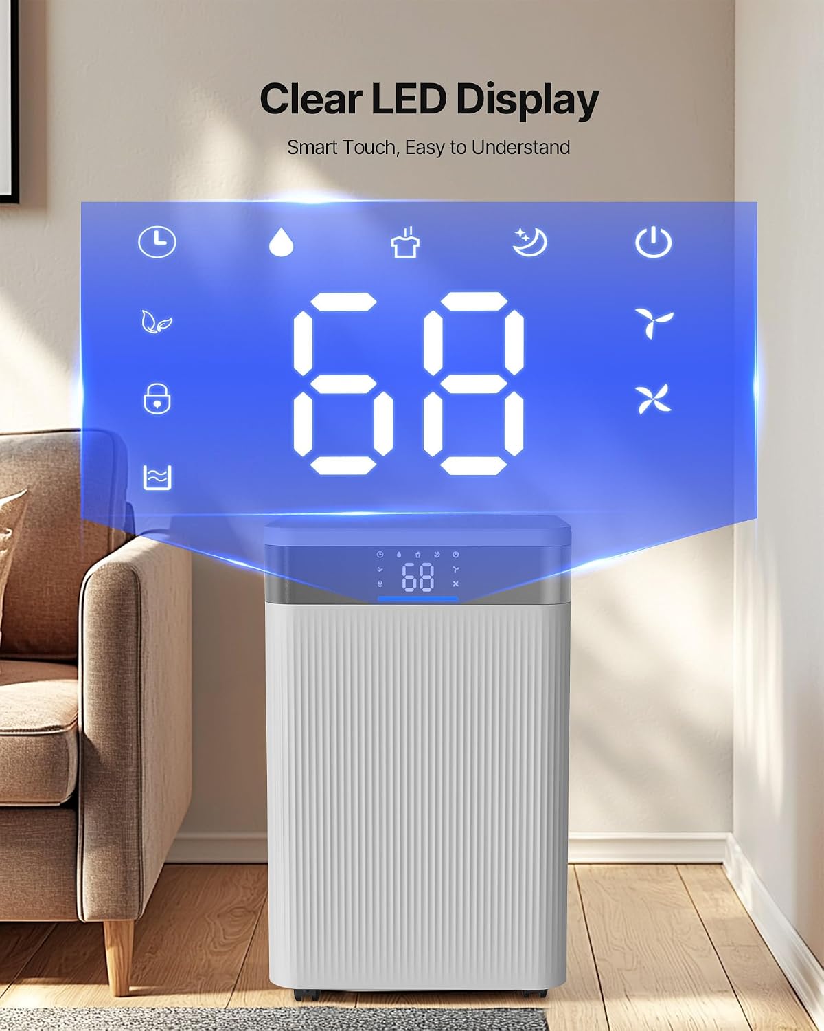 VEVOR 35 Pints Dehumidifier for Home & Basement, 2500 Sq.Ft Coverage, Drain Hose for Commercial & Industrial Use, Smart Humidity Control, Low Noise for Large Rooms, Warehouses, Bedrooms & Storage