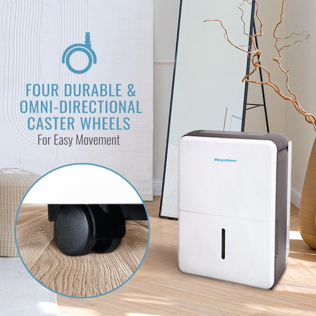 Keystone Energy Star 35-Pint Portable Dehumidifier for Extra Large Rooms Up to 3,000 Sq.Ft. with Auto-Shutoff & Timer, Quiet Home Dehumidifier and Moisture Absorber For Basement, Garage, Living Room