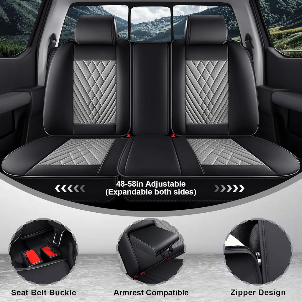 Dodge Ram Truck Seat Covers Custom for 2002-2026 1500 2002-2026 2500/3500 Crew Double Mega Quad Cab Bighorn Laramie Tradesman Classic Full Set Seat Covers Protectors(Standard 5 Seats/Black Gray)