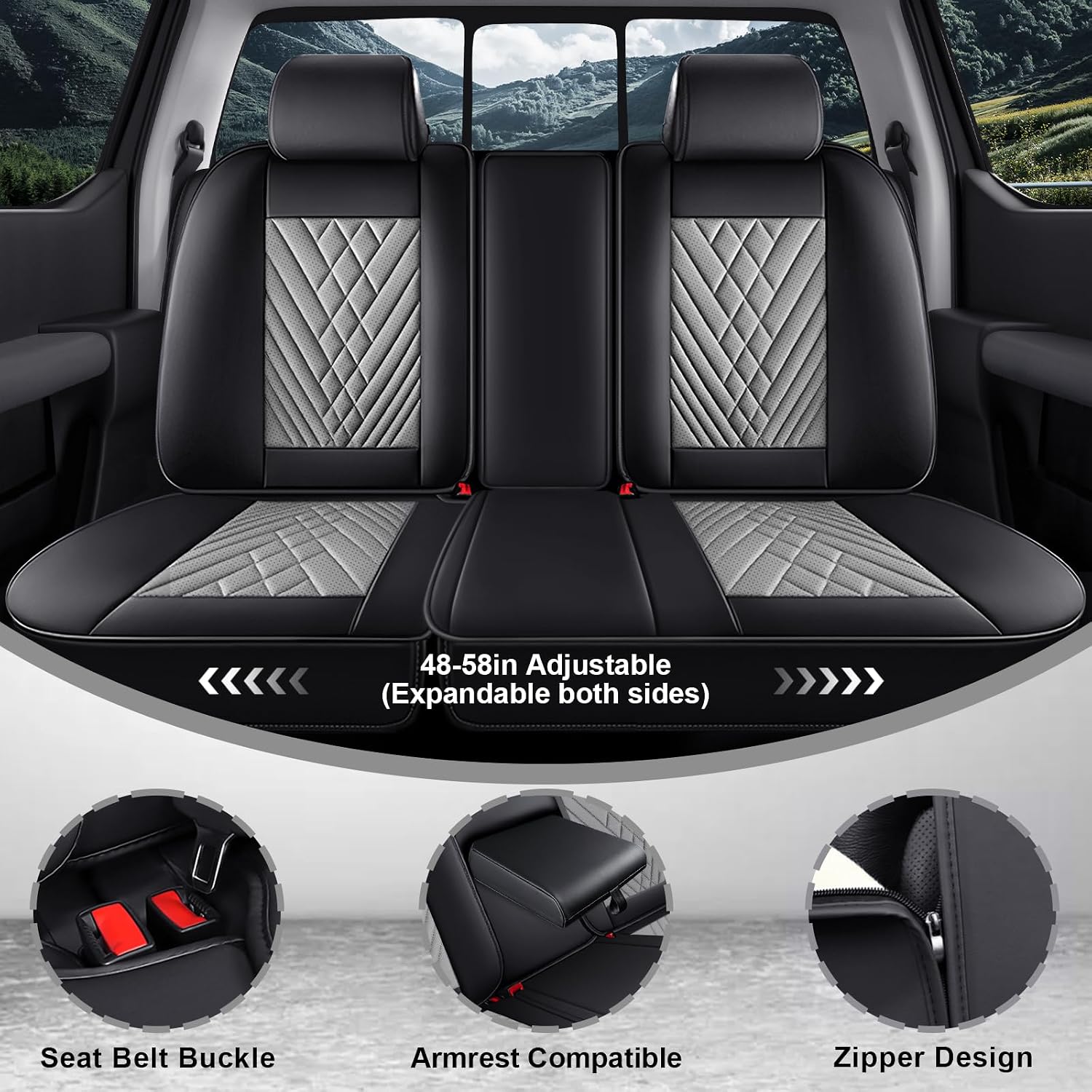 Dodge Ram Truck Seat Covers Custom for 2002-2026 1500 2002-2026 2500/3500 Crew Double Mega Quad Cab Bighorn Laramie Tradesman Classic Full Set Seat Covers Protectors(Standard 5 Seats/Black Gray)